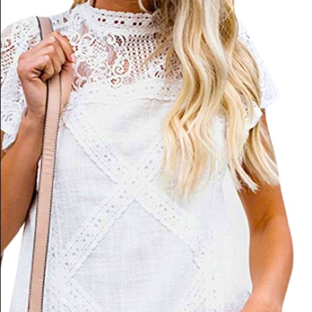 Lace short sleeve blouse